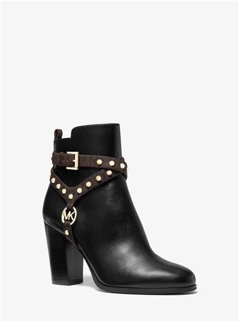 preston flat bootie michael kors braun|Preston Studded Leather Ankle Boot .